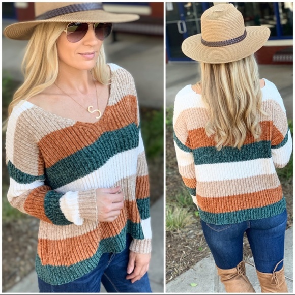 LAST ONE! Super Soft Chennille Striped Sweater - Picture 4 of 5